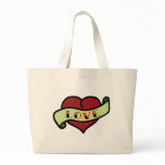 Love Tattoo Heart Tote Bags