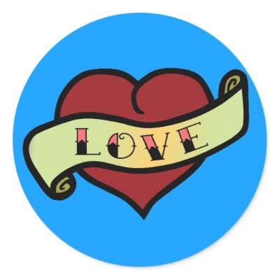 heart and love tattoos. Love Tattoo Heart Stickers by