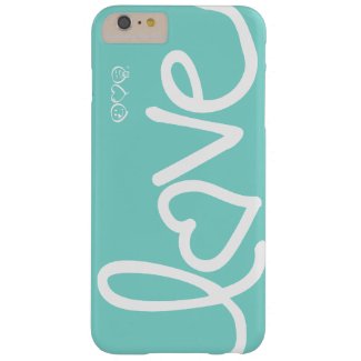 love - teal blue and white typography barely there iPhone 6 plus case