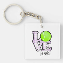 Love Tennis Square Acrylic Key Chain