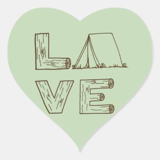 Love Tent Camping Heart Sticker