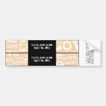 Love Text Personalized Water Bottle Labels Cream Bumper Sticker