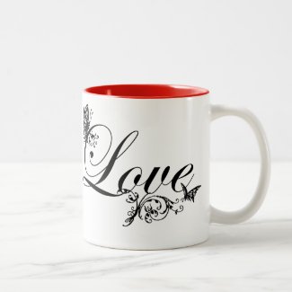 Love Text with Butterflies Custom Mug