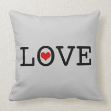 Love Text with Red Heart Pillow