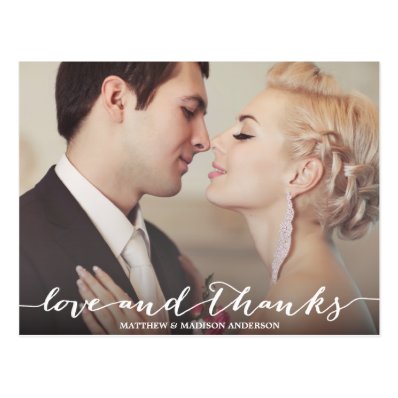 LOVE & THANKS SCRIPT | WEDDING THANK YOU POST CARD