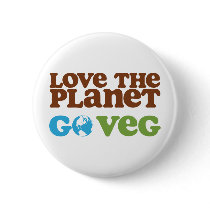 Love the Planet Go Veg Pinback Buttons