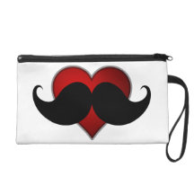 LOVE THE STACHE Heart w/Mustache Moustache Wristlet Clutch