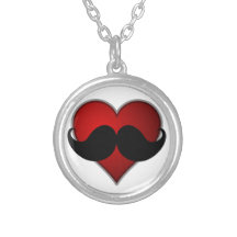 LOVE THE STACHE Heart w/Mustache Moustache Pendant
