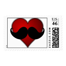LOVE THE STACHE Heart w/Mustache Moustache Postage