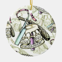 Love thy neighbor hand drawn artwork pattern. christmas ornaments