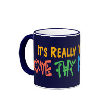 Love Thy Neighbor - Heart, Peace Sign Coffee Mugs