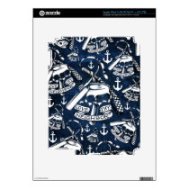 Love thy Neighbors retro Tattoo pattern in navy. skins