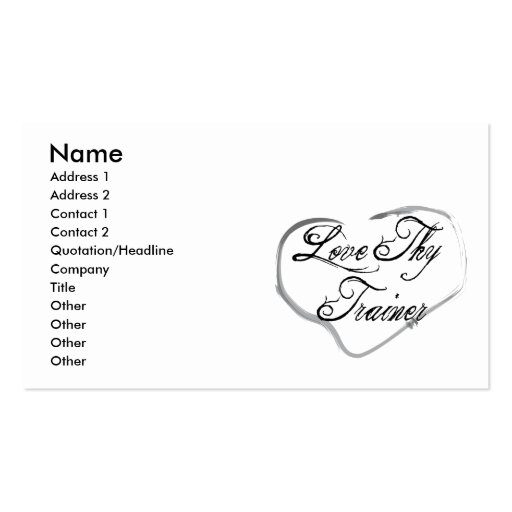 Love Thy Trainer Business Card Template (front side)