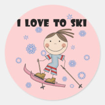 Love to Ski - Girl Tshirts and Gifts Stickers