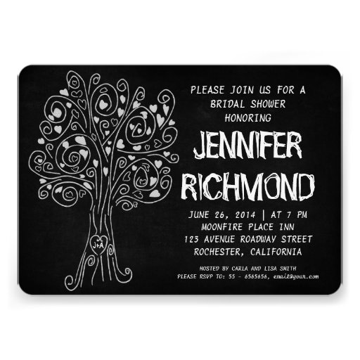 love tree chalkboard bridal shower invitations