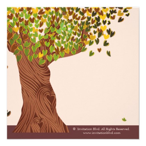 Love Tree Falling Heart Leaves Wedding Invite