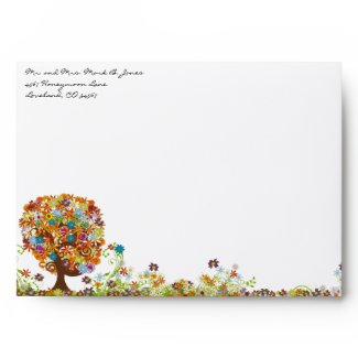 Love Tree Flower Wedding Envelopes envelope
