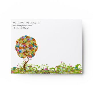Love Tree Flower Wedding RSVP Envelopes envelope