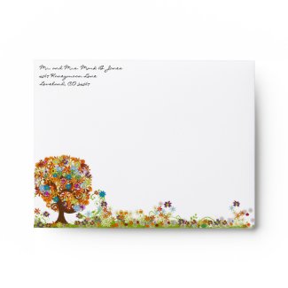 Love Tree Flower Wedding RSVP Envelopes envelope
