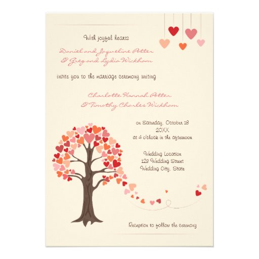 Love Tree Hearts Wedding Invitation
