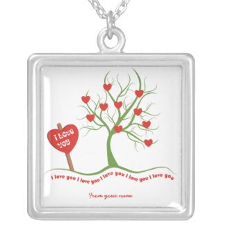 Love tree - I love you custom silver pendant necklace