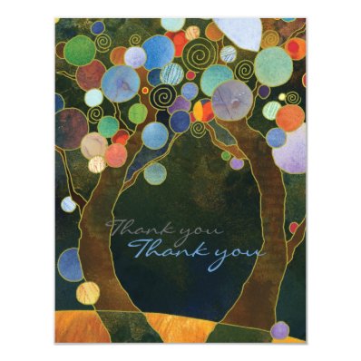 Love Trees Blue Modern Wedding Thank You 4.25x5.5 Paper Invitation Card