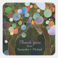 Love Trees Blue Wedding Thank You Favor Stickers