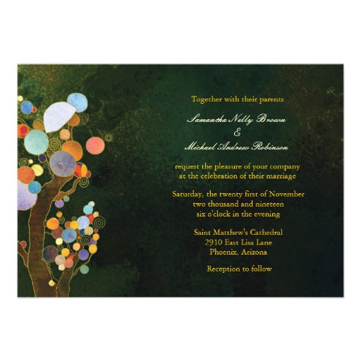 Love Trees in Blue Artistic Formal Wedding Invites