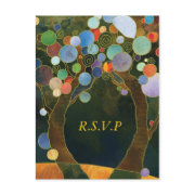 Love Trees(in Blue): Wedding RSVP Postcards postcard