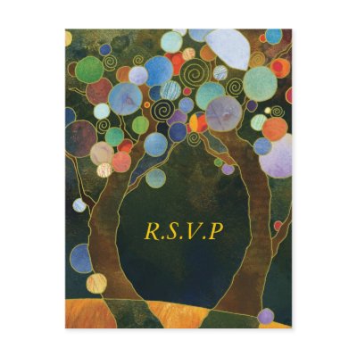 Love Trees(in Blue): Wedding RSVP Postcards