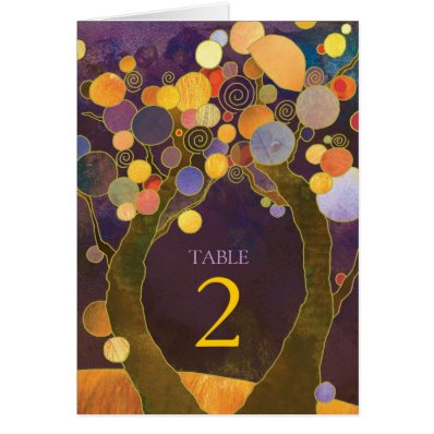 Love Trees Purple Wedding Table Numbers Stationery Note Card