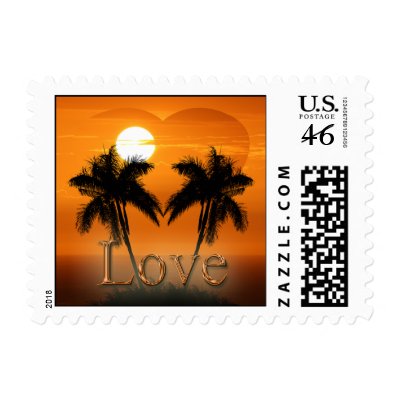 Love Tropical Wedding Postage Stamp