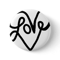 Love Typography Text Art Pinback Button