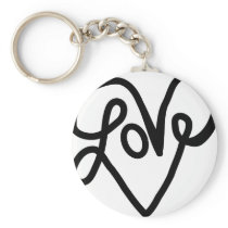 Love Typography Text Art Keychains