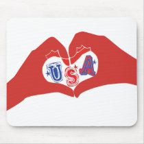 Love USA, heart hand gesture Mousepad