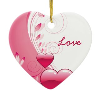 Love Valentine’s Day hearts swirls custom ornament ornament