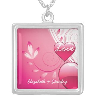 Love Valentine's Day hearts swirls silver pendant necklace