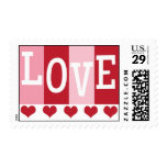 LOVE Valentine's Postcard Stamp-Red and Pink