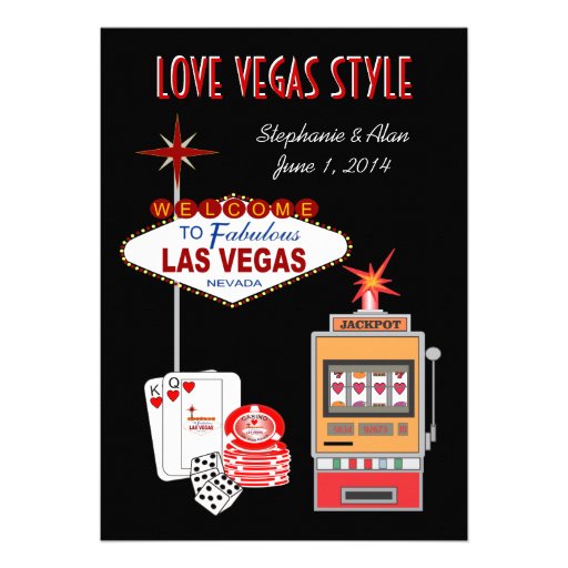 Love Vegas Style Black Wedding Invitation