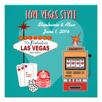 Love Vegas Style Teal Wedding Invitation invitations