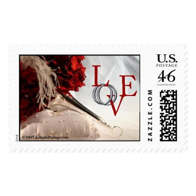 Love Wedding Invitation Postage Stamp
