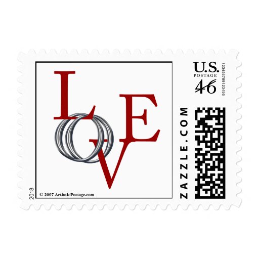 Love Wedding Invitation Postage Stamps