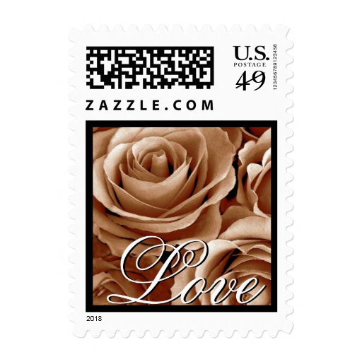 LOVE Wedding PALE GOLD Roses Stamps Zazzle