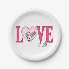 LOVE Wedding Personalized Paper Plates 7 Inch Paper Plate