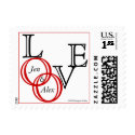 Love Wedding Rings and Names Invitation Postage postage