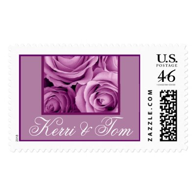 LOVE Wedding Stamp ORCHID PURPLE Roses stamp