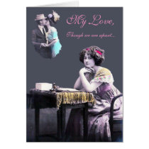 Love While Apart Customizable Lovers Greeting cards