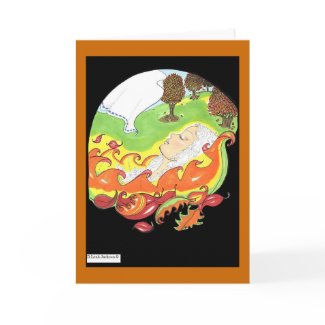 love/ While my lady sleeps autumn leaves fall card