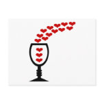 Love Wine With Unusual Hearts & Wine Glass Post Card