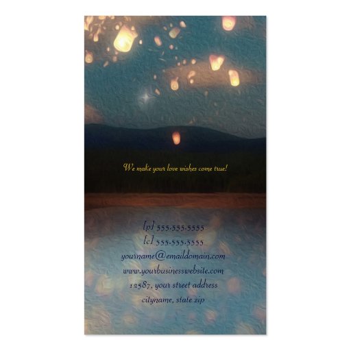 Love Wish Lanterns Business Card Templates (back side)